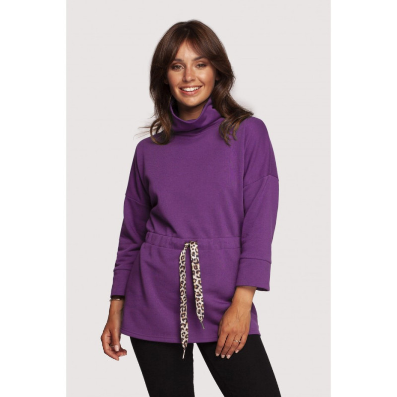 B236 Sweatshirt with turtleneck and ribbon cent - purple