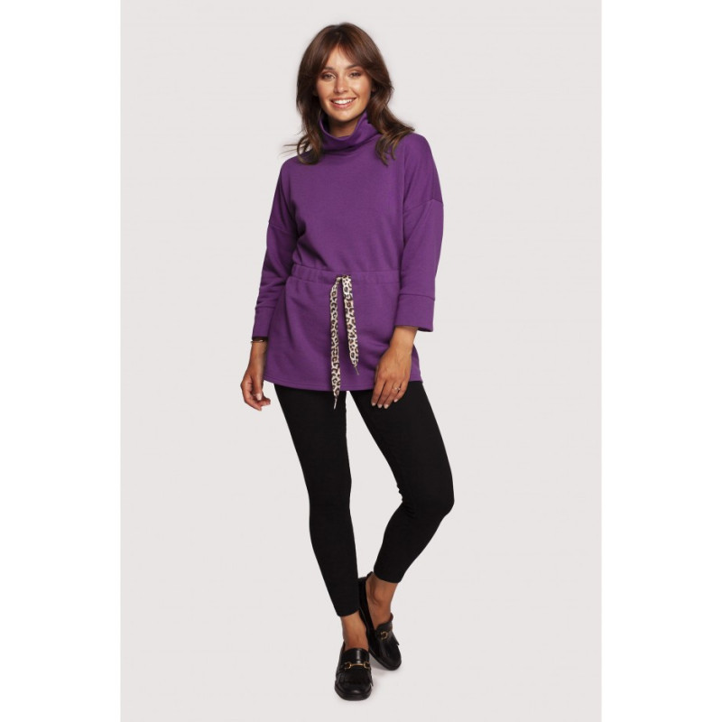 B236 Sweatshirt with turtleneck and ribbon cent - purple