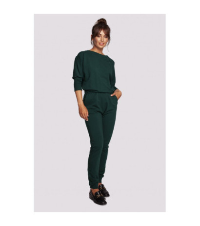 B244 Jumpsuit with overlap back neckline - dark green