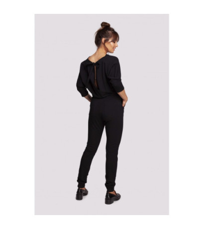 B244 Jumpsuit with overlap back neckline - black