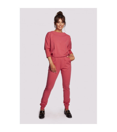 B244 Jumpsuit with overlap back neckline - coral