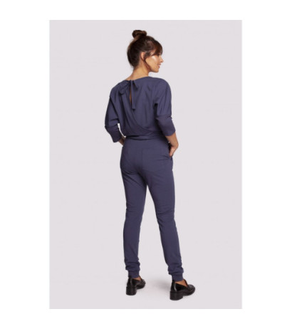 B244 Jumpsuit with overlap back neckline - blue