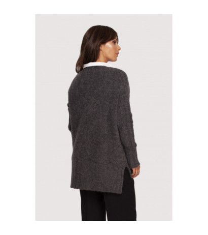 BK083 Sweater with neckline and longer back - graphite