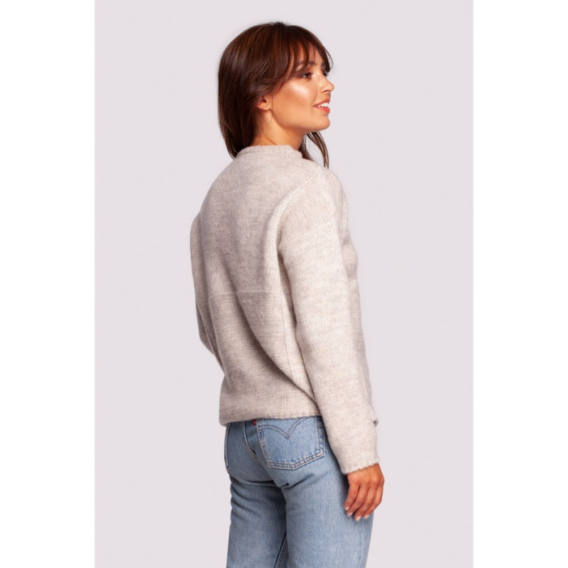 BK091 Sweater with stand-up collar - ivory