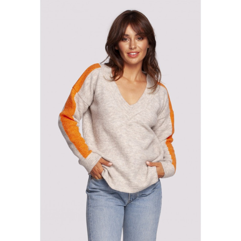 BK093 Cheeky sweater with contrasting stripes - ivory