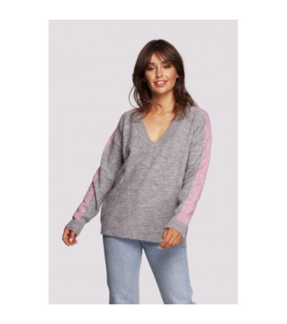 BK093 Cheeky sweater with contrasting stripes - grey