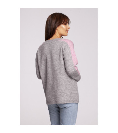 BK093 Cheeky sweater with contrasting stripes - grey