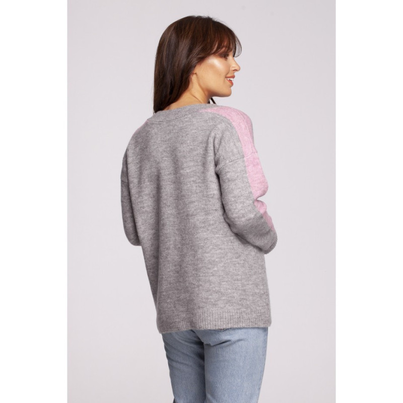 BK093 Cheeky sweater with contrasting stripes - grey