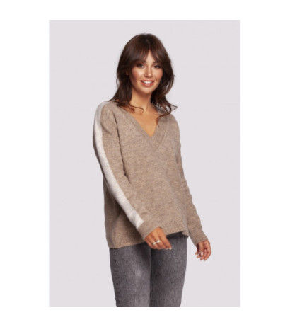 BK093 Cheeky sweater with contrasting stripes - light brown