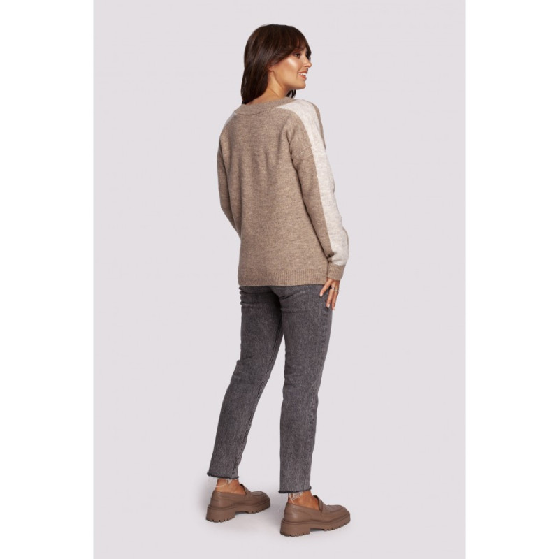 BK093 Cheeky sweater with contrasting stripes - light brown