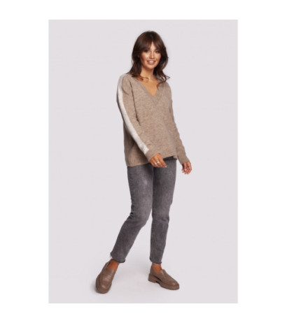 BK093 Cheeky sweater with contrasting stripes - light brown