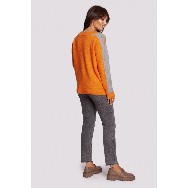 BK093 Cheeky sweater with contrasting stripes - bright orange