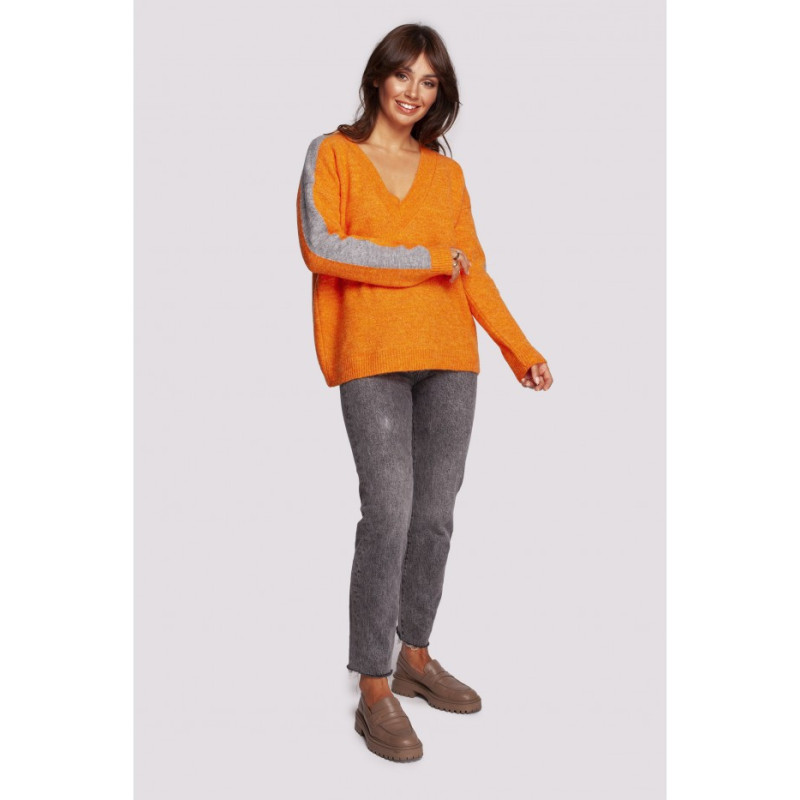 BK093 Cheeky sweater with contrasting stripes - bright orange