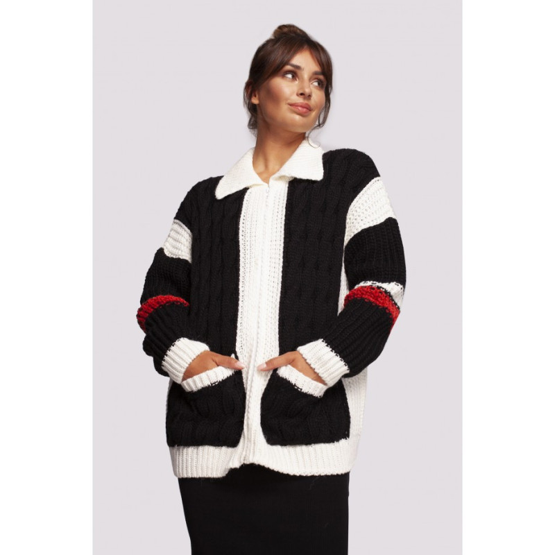 BK094 Multicolor cardigan with zipper and collar - model 2