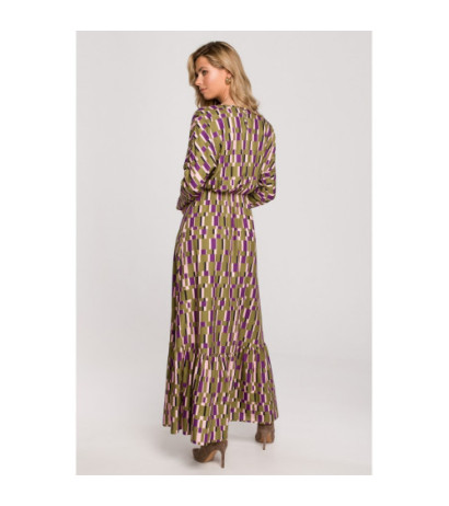 K144 Patterned maxi dress with slit - model 1