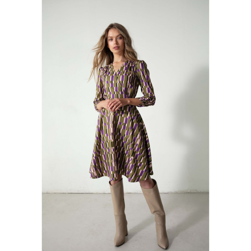 K145 Patterned flared dress - model 1