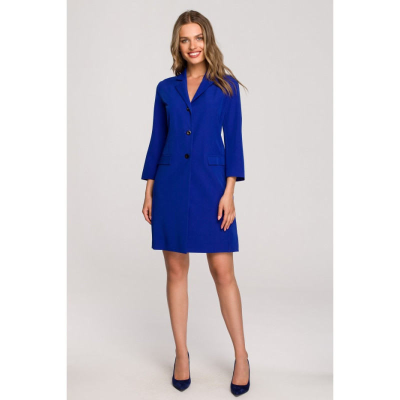 S312 Jacket dress with belt - cornflower blue