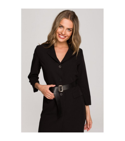 S312 Jacket dress with belt - black