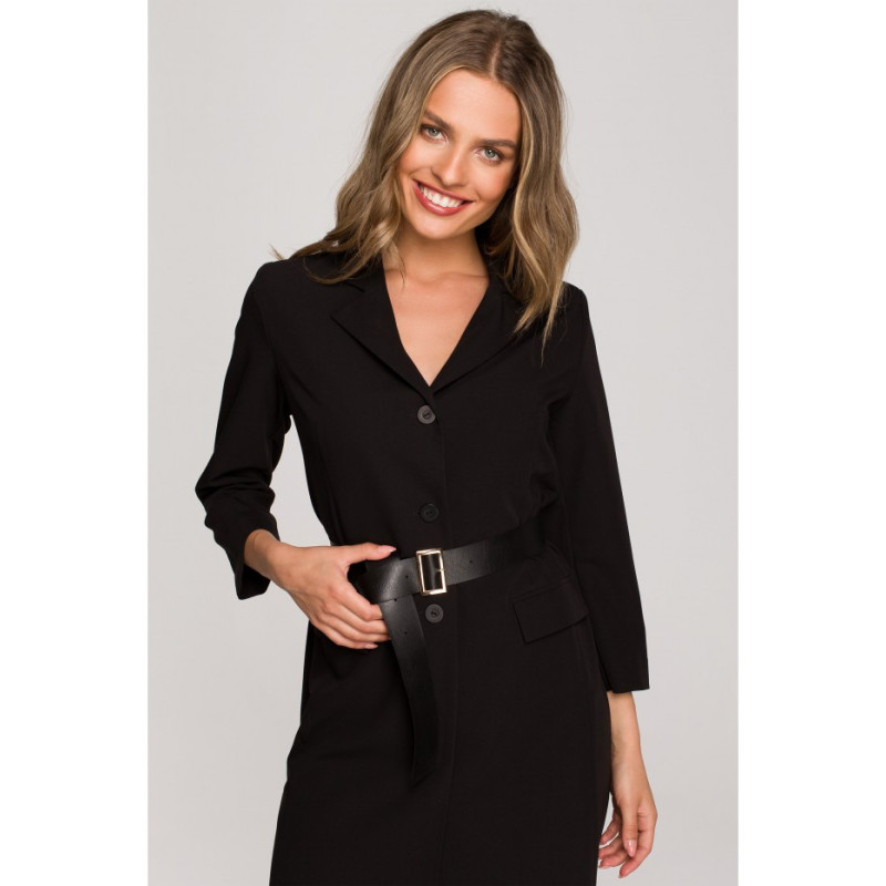 S312 Jacket dress with belt - black