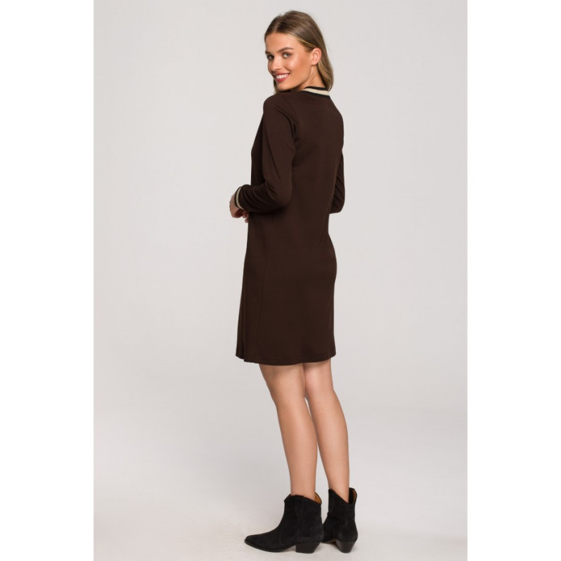 S328 Lurex ribbed dress - brown