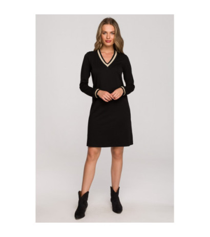 S328 Lurex ribbed dress - black