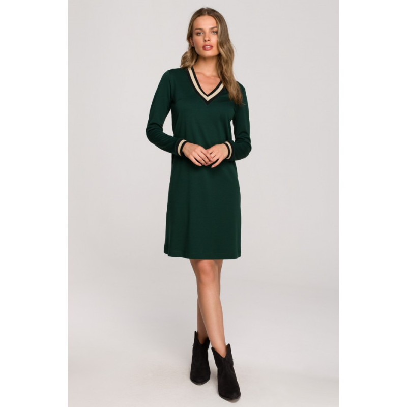 S328 Lurex ribbed dress - green