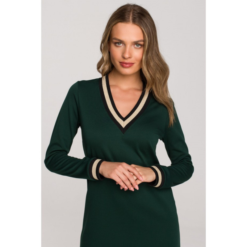 S328 Lurex ribbed dress - green