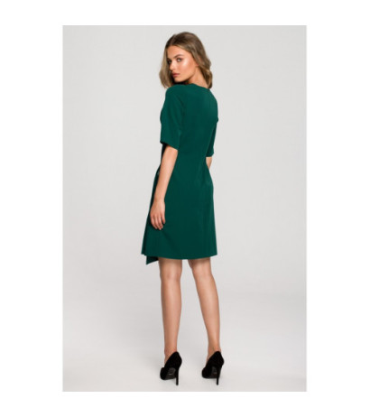 S326 Dress with double front and decorative buckles - green