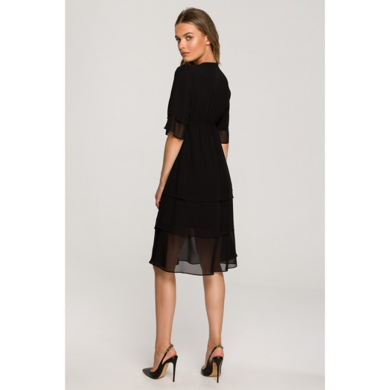 S321 Dress with three frills - black