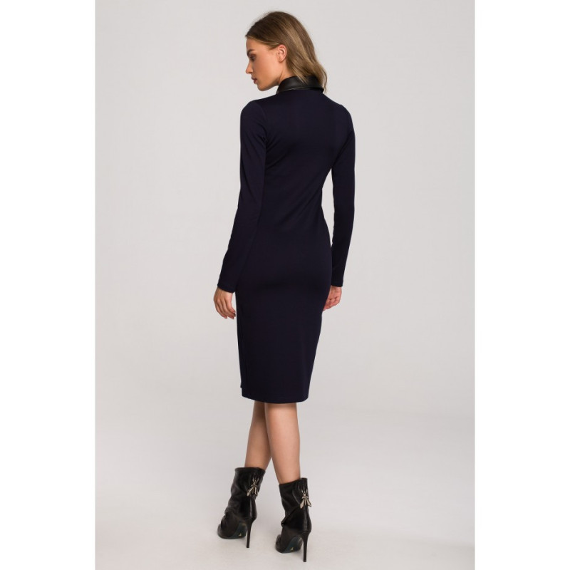 S322 Pencil dress with press-studs - navy blue