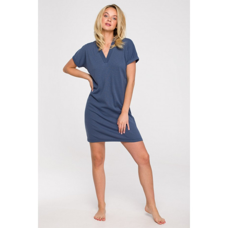 LA120 ribbed sleep shirt - blue