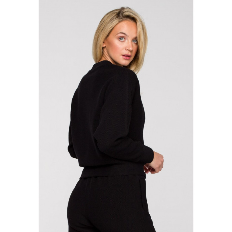 LA128 Sweatshirt with envelope neckline - black