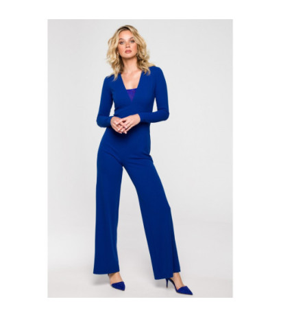 K151 Jumpsuit with deep neckline - cornflower