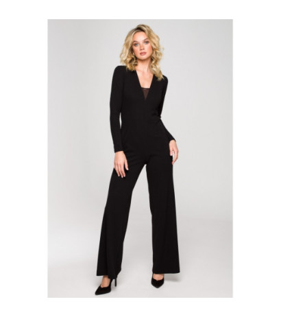 K151 Jumpsuit with deep neckline - black