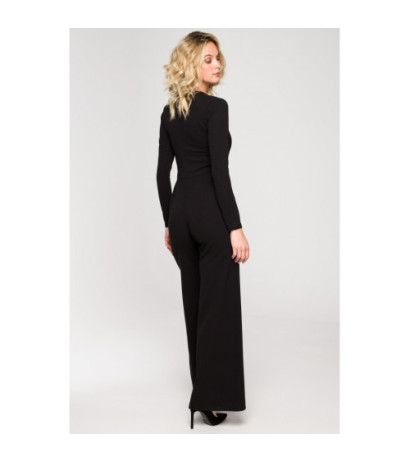 K151 Jumpsuit with deep neckline - black