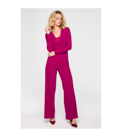 K151 Jumpsuit with deep neckline - plum