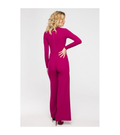 K151 Jumpsuit with deep neckline - plum