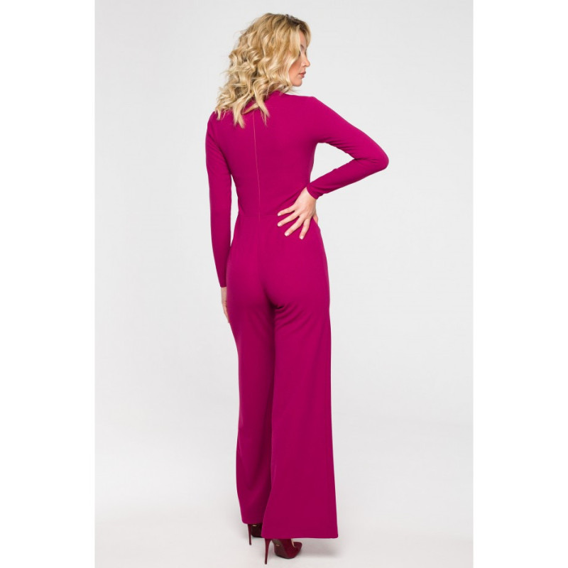 K151 Jumpsuit with deep neckline - plum