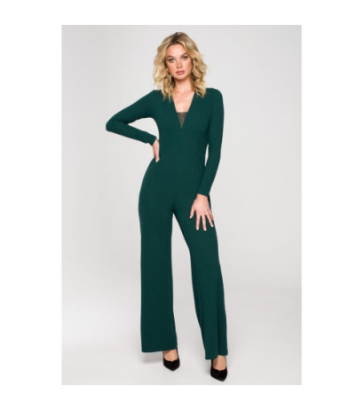 K151 Jumpsuit with deep neckline - green