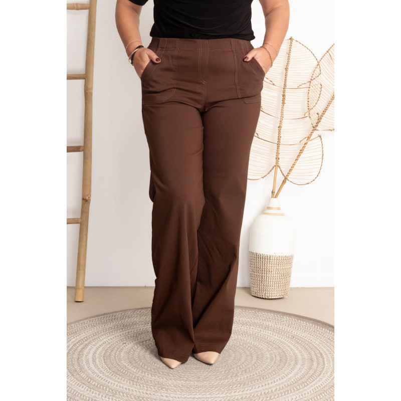 High-waisted flared jeans MIXA 11 Chocolate