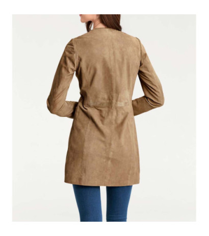 Ashley brooke designer goatskin suede coat, cognac