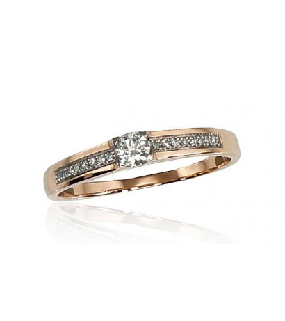 Gold ring 1100190(Au-R+PRh-W)_DI, Red Gold 585°, Rhodium (Plating) , Diamonds