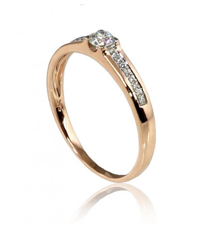 Gold ring 1100190(Au-R+PRh-W)_DI, Red Gold 585°, Rhodium (Plating) , Diamonds