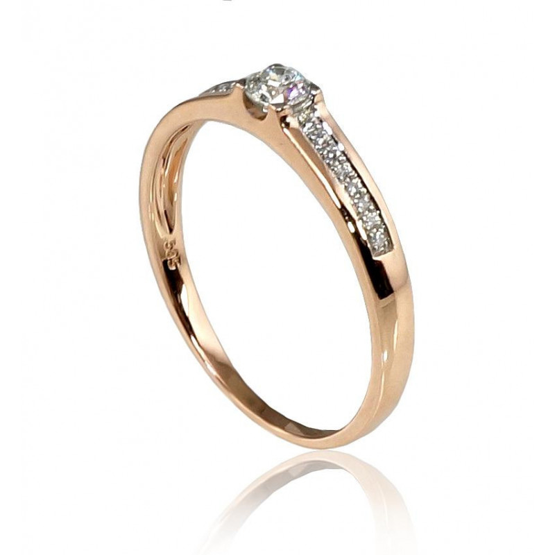 Gold ring 1100190(Au-R+PRh-W)_DI, Red Gold 585°, Rhodium (Plating) , Diamonds