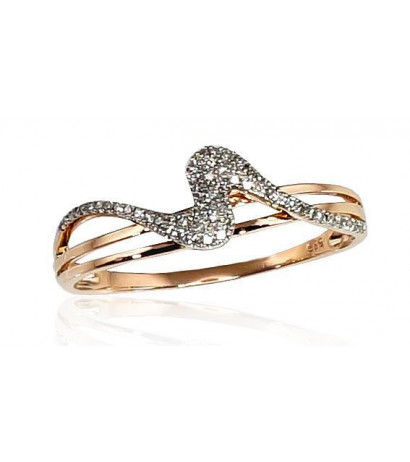 Gold ring 1100201(Au-R+PRh-W)_DI, Red Gold 585°, Rhodium (Plating) , Diamonds