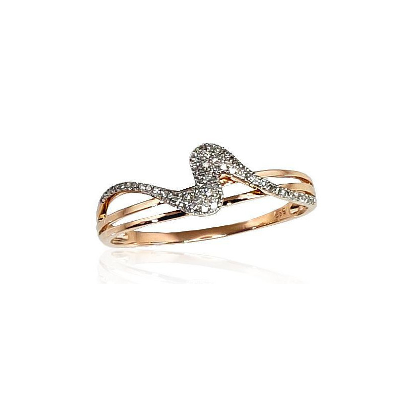 Gold ring 1100201(Au-R+PRh-W)_DI, Red Gold 585°, Rhodium (Plating) , Diamonds