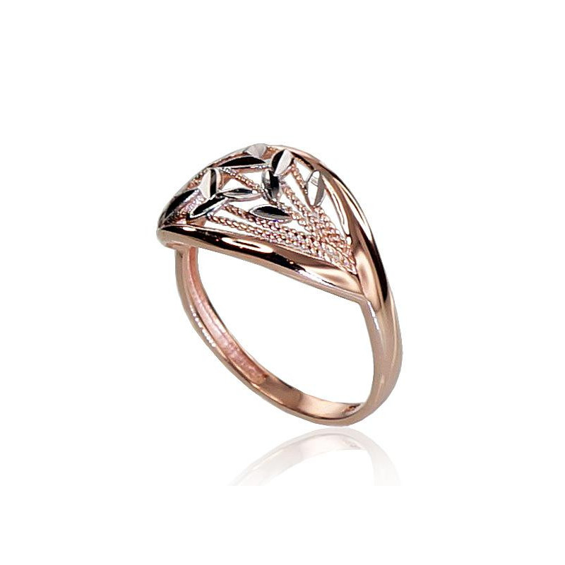 Gold ring 1100367(Au-R+PRh-W), Red Gold 585°, Rhodium (Plating)