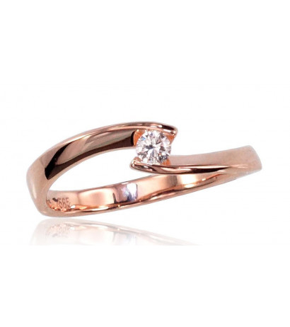 Gold ring 1100381(Au-R)_DI, Red Gold 585°, Diamonds