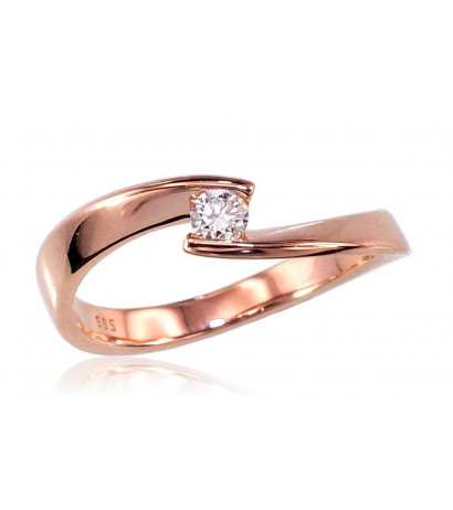 Gold ring 1100382(Au-R)_DI, Red Gold 585°, Diamonds