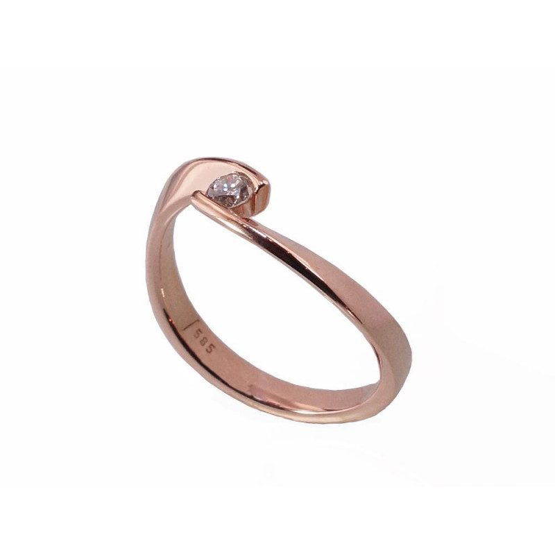 Gold ring 1100382(Au-R)_DI, Red Gold 585°, Diamonds